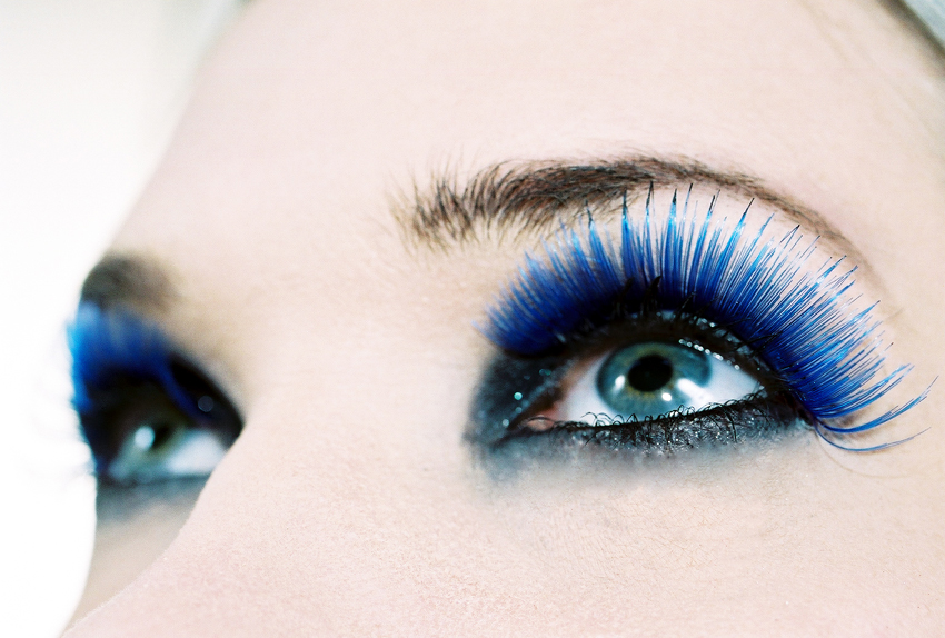 blue eyes with makeup. and eye makeup removers,